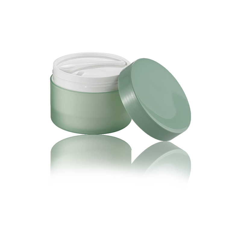 Pot de crème pour le visage à Double paroi verte en plastique PP, PJ-002I 150g 200g